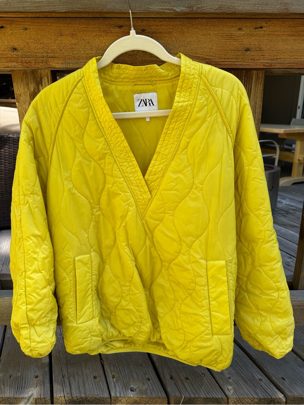 ZARA Yellow Chartreuse Quilted Puffer Jacket